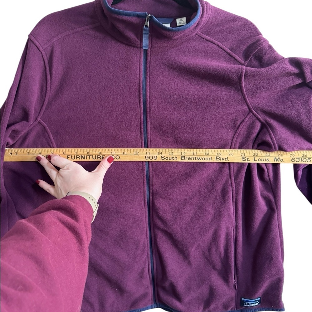 LL Bean Women’s 2X Plus Full Zip Fleece Jacket Burgundy Plum Lightweight - Picture 9 of 12
